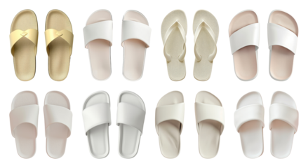PNG Assorted minimalist sandals collection, element set on transparent background