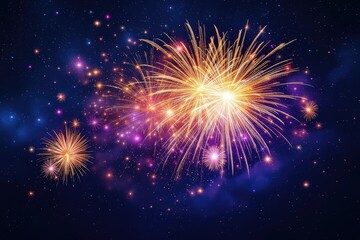 Fireworks display in dark sky