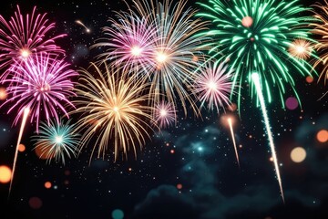 Fireworks display in the night sky