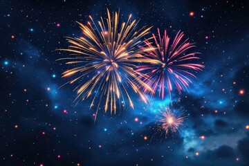 Fireworks display in the night sky