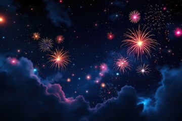 Fireworks display in the night sky