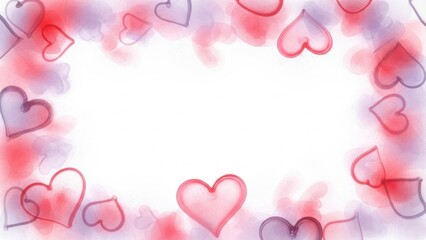 romantic love hearts in soft pink and purple hues creating a heart-shaped frame