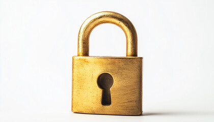 Fototapeta premium Golden lock isolated on white background