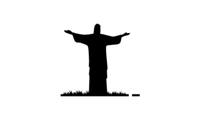 Jesus talks to people, black isolated silhouette