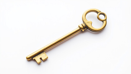 Golden key isolated on white background