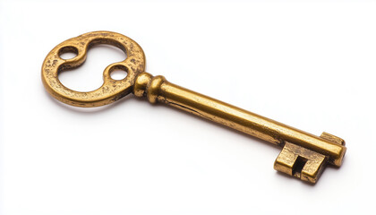 Golden key isolated on white background