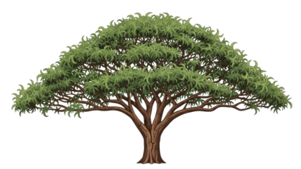 Detailed Image of an Illustrative Green Tree with Wide Canopy