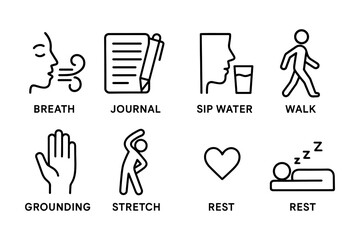 Daily wellness icons: simple line art for healthy living routines