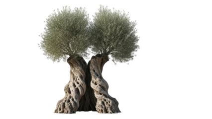 Ancient Olive Tree with Gnarled Trunk and Lush Green Foliage