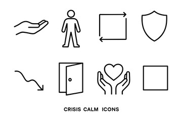 Minimalist crisis management icon set for calm and protection