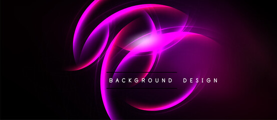 Abstract neon swirls, vibrant pink hues, dark background. Modern design element, glowing lines create dynamic visual impact.