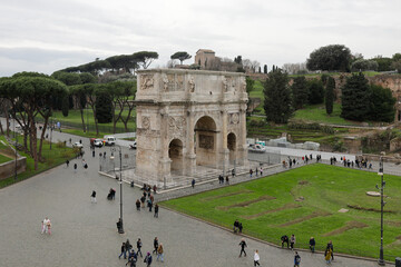Tourists visit the Colosseum in Rome.
