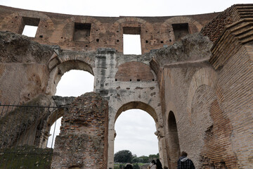 Tourists visit the Colosseum in Rome.