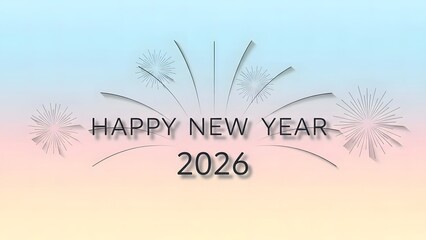 Happy New Year 2026 greeting card with fireworks.