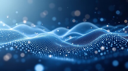Abstract blue digital wave background technology network connection big data visualization concept design