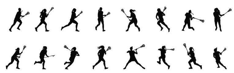 Lacrosse player silhouette woman lacrosse player silhouette © Rinagraphica