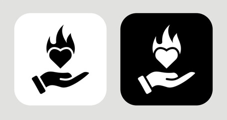 Empower Flame Icon In Black and White Glyph Style