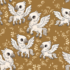 Cute Baby Hippogriff Seamless Pattern illustration
