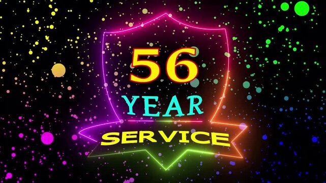 Fifty six year service neon text animated