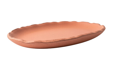 Terracotta plate isolated PNG on transparent background, rustic earthenware dish for serving food or decorative purposes