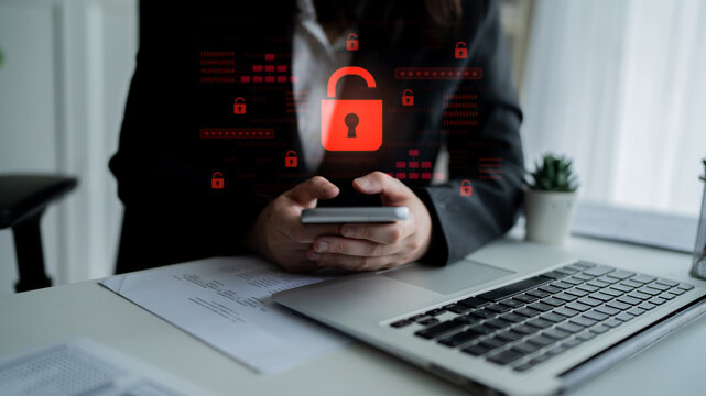 Digital security concept illustrating a cybersecurity breach, with a red unlocked padlock indicating data exposure among secure systems, emphasizing system vulnerability and risk Latch - Powered by Adobe