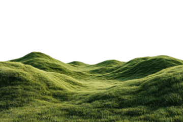 Rolling green hills with long grass under a solid black sky