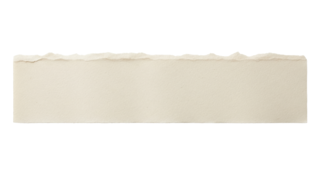 Beige torn paper strip isolated PNG, rough edge paper piece on transparent background for collage and design use, neutral color