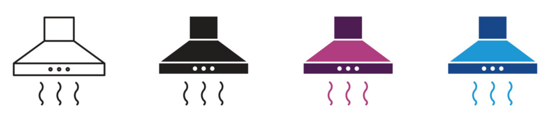 Extractor hood icon set. Range hood symbol. Kitchen appliance concept. Vector illustration.