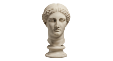 Antique marble bust of a woman isolated PNG, classical sculpture on transparent background for art history and design projects