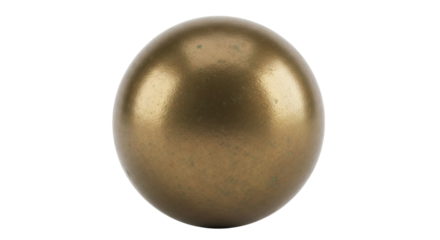 Golden sphere isolated PNG on transparent background, metallic ball with smooth surface for decoration and design projects
