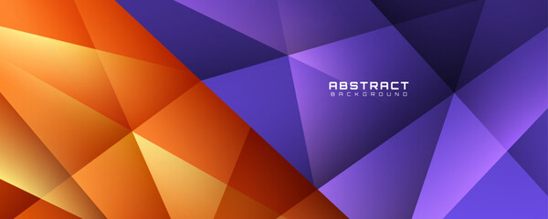 3D purple orange abstract background overlap layer on bright space with polygon effect decoration. Modern graphic design element cutout style concept for web, art, flyer, card, or brochure cover