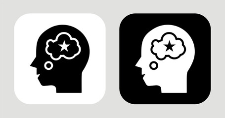 Dream Think Icon In Black and White Glyph Style