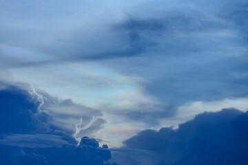 The cloud has rainbow colors.