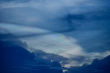 The cloud has rainbow colors.