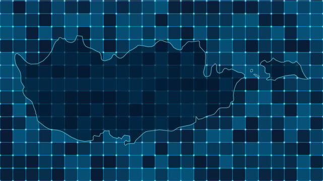 Modern Digital grid map illustration of Cyprus Technology geography background