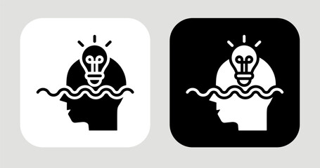 Idea Dive Icon In Black and White Glyph Style