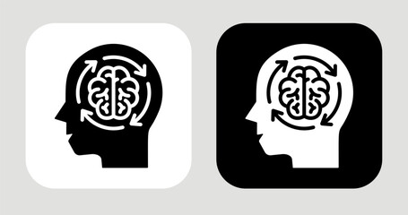 Dynamic Thought Icon In Black and White Glyph Style