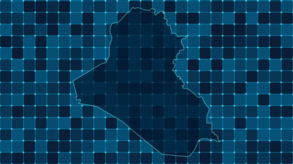 Modern Digital grid map illustration of Iraq Technology geography background © pondolar