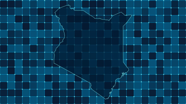 Modern Digital grid map illustration of Kenya Technology geography background
