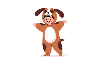Cute Child in Dog Costume Vector Illustration