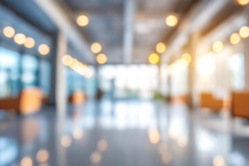 Blurred empty open space office. Abstract light bokeh at office interior background