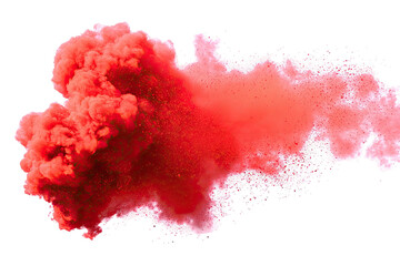 A billowing cloud of red smoke, dense in the center and fading at the edges, on black