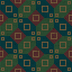 ornament from hand drawn pixels. vector seamless pattern. dark repetitive background. modern decorative art. geometric fabric swatch. textile design embroidery template. home decor