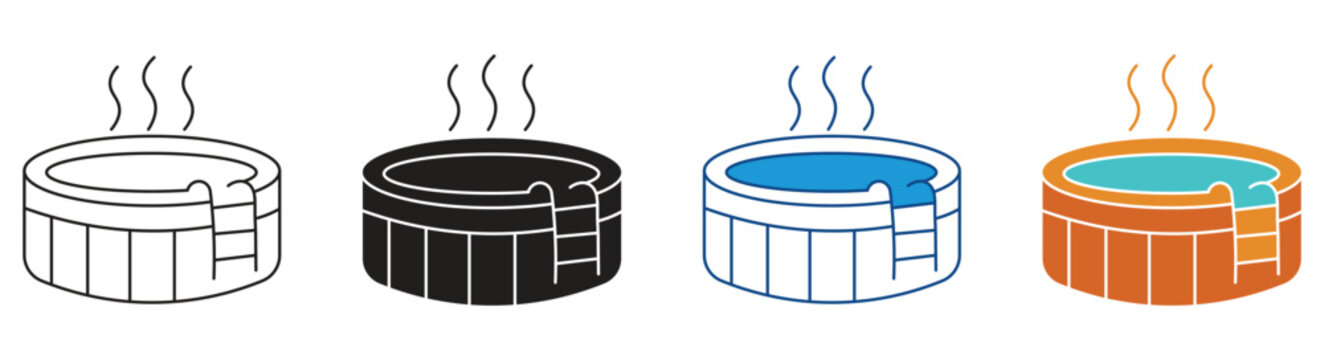 Hot tub icon set , vector sign symbol for design. Vector illustration.