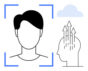 Facial recognition concept. Facial recognition technology improving identity verification and accuracy. Facial recognition as a tool for enhanced security and personal development. Ideal for tech