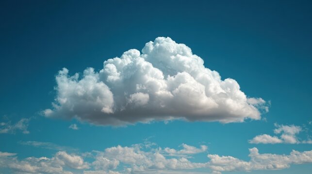 Colorful Picture Showing a Bright White Cloud Floating in a Clear Blue Sky
