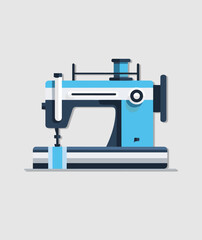 flat minimal vector icon of a professional industrial sewing machine isolated on white background.