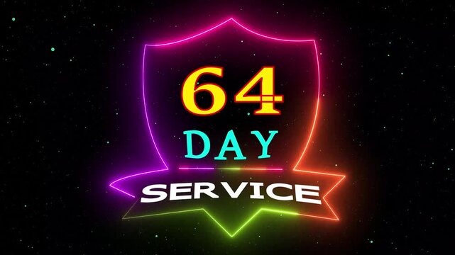 Neon 64 day service shield motion graphic