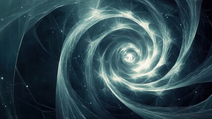 Abstract spiral of glowing lines creating a vortex effect in a dark background