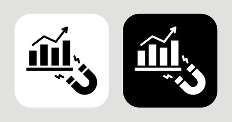 Trend Magnet Icon In Black and White Glyph Style